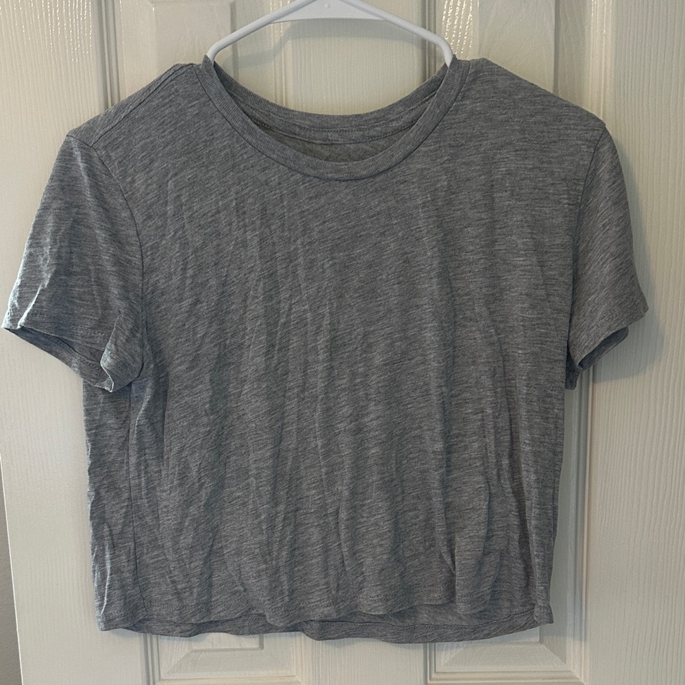 ALO YOGA Women's Cropped All Day Gray Short-Sleeve T shirt size Small